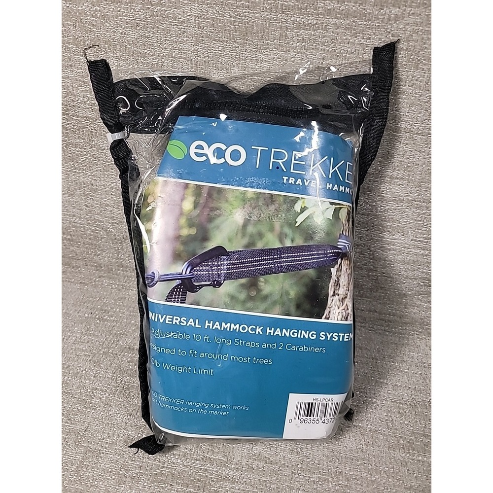 Eco Trekker Travel Hammock Hanging System 10 Ft Straps 2 Carabiners 500LB Limit